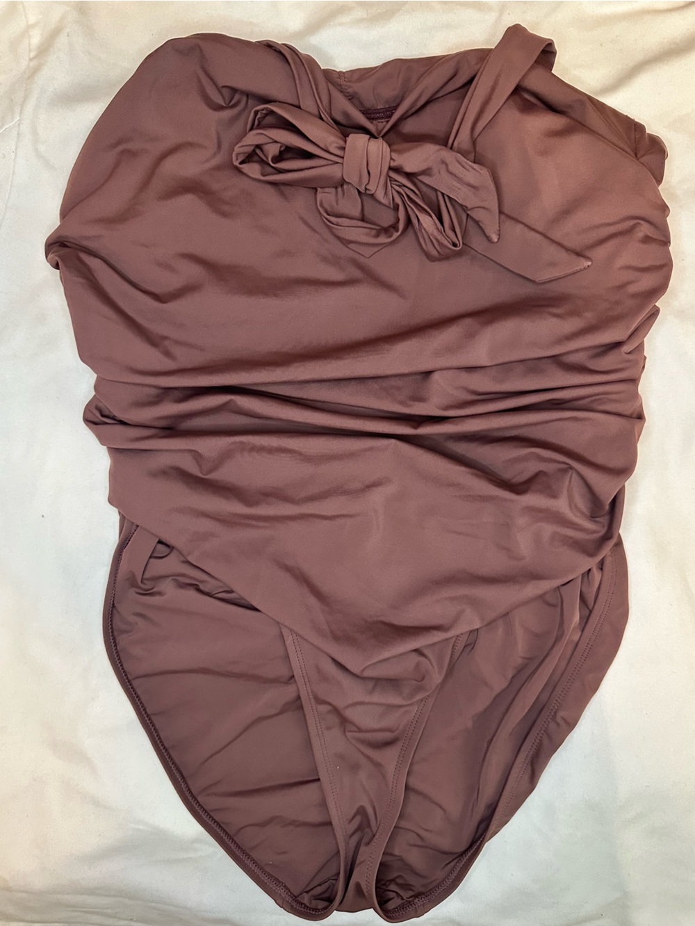 Andie Swim Amalfi Mocha Brown Halter Ruched One Piece Swimsuit 2X